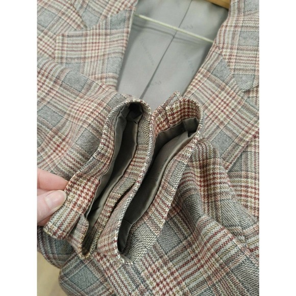 Vintage Pendleton Gray Plaid Wool Blazer Sport Coat Jacket 45 Lightweight - Picture 4 of 11